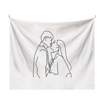 Japán stílusú falikárpit lányos illusztrációval – modern minimalista stílus, poliészter anyag, digitális hőtranszfer nyomtatás, téglalap alakú, testreszabható, alkalmas hálószobára, tanulószobára, gyerekszobára