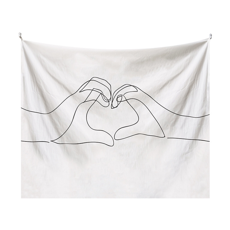 Japán stílusú falikárpit lányos illusztrációval – modern minimalista stílus, poliészter anyag, digitális hőtranszfer nyomtatás, téglalap alakú, testreszabható, alkalmas hálószobára, tanulószobára, gyerekszobára