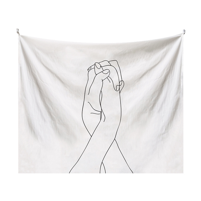 Japán stílusú falikárpit lányos illusztrációval – modern minimalista stílus, poliészter anyag, digitális hőtranszfer nyomtatás, téglalap alakú, testreszabható, alkalmas hálószobára, tanulószobára, gyerekszobára