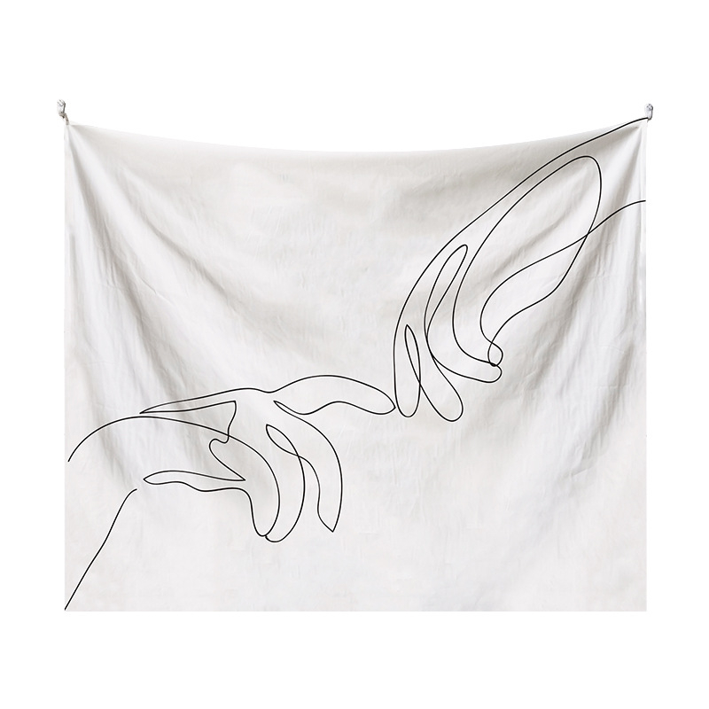 Japán stílusú falikárpit lányos illusztrációval – modern minimalista stílus, poliészter anyag, digitális hőtranszfer nyomtatás, téglalap alakú, testreszabható, alkalmas hálószobára, tanulószobára, gyerekszobára