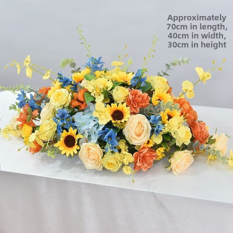 Mākslīgu ziedu galda centrālais dekors – margriete drukāšana, flokēšana, kāzām