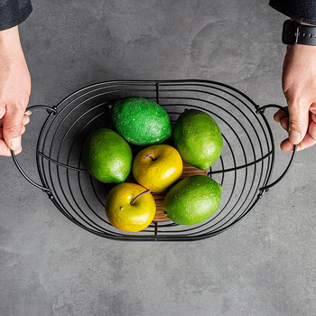 Gyümölcstál több rétegű kovácsoltvasból és fapanelből, falra szerelhető a nappaliba, skandináv egyszerű stílus, banánkosár