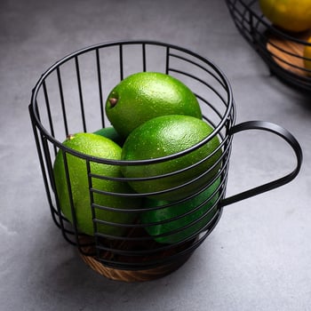 Gyümölcstál több rétegű kovácsoltvasból és fapanelből, falra szerelhető a nappaliba, skandináv egyszerű stílus, banánkosár