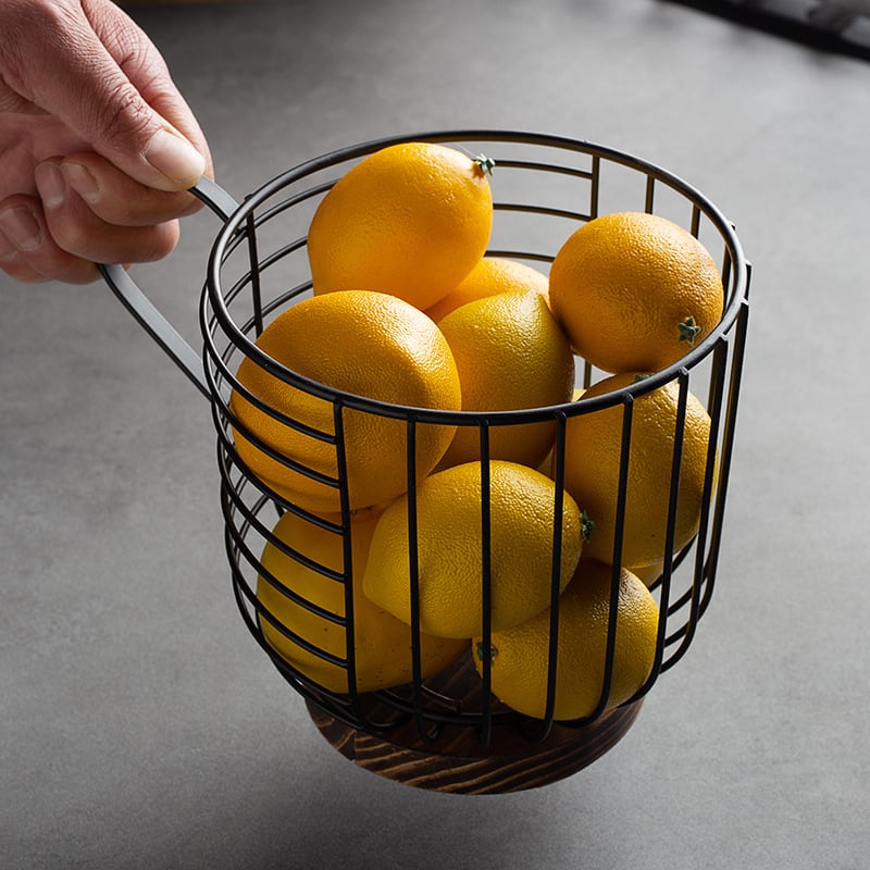 Gyümölcstál több rétegű kovácsoltvasból és fapanelből, falra szerelhető a nappaliba, skandináv egyszerű stílus, banánkosár