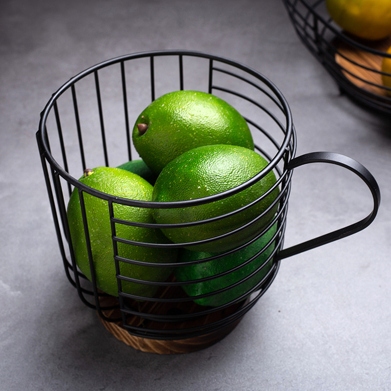 Gyümölcstál több rétegű kovácsoltvasból és fapanelből, falra szerelhető a nappaliba, skandináv egyszerű stílus, banánkosár