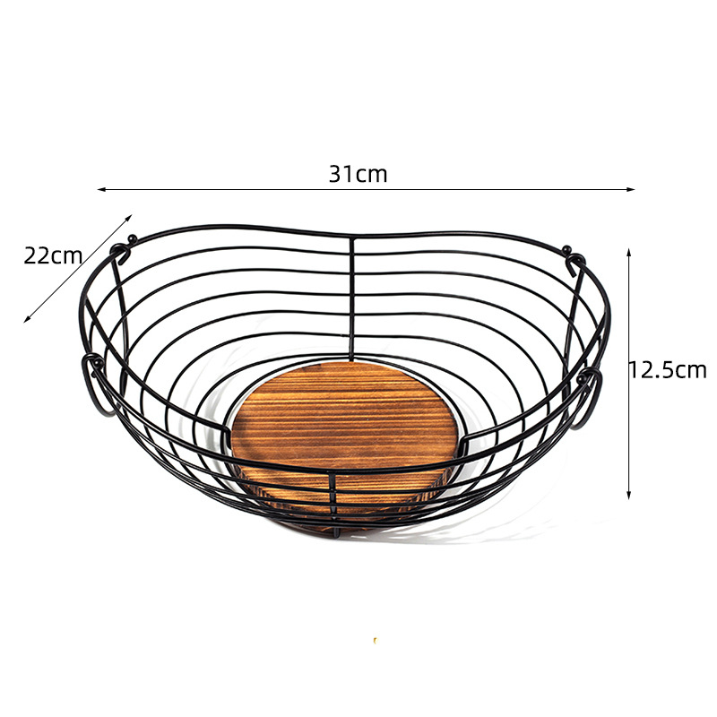 Gyümölcstál több rétegű kovácsoltvasból és fapanelből, falra szerelhető a nappaliba, skandináv egyszerű stílus, banánkosár