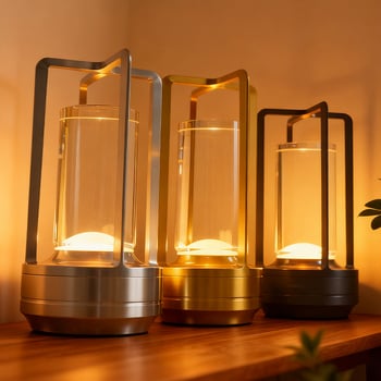 Stalo lempa su kryžiaus formos krištolo dizainu, įkraunama, prisilietimo valdymas, aplinkos šviesa, metalo laikiklis