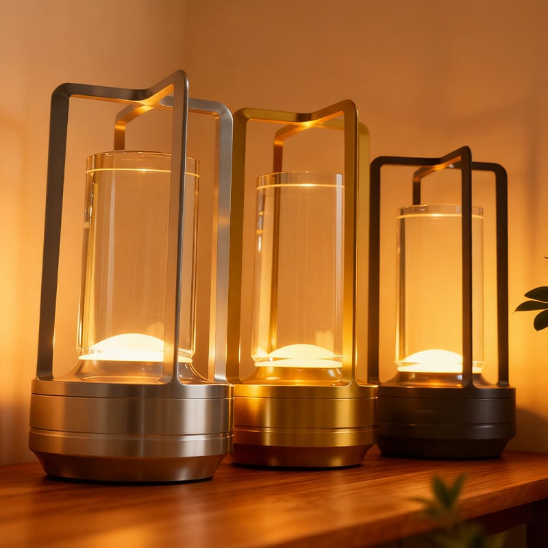 Stalo lempa su kryžiaus formos krištolo dizainu, įkraunama, prisilietimo valdymas, aplinkos šviesa, metalo laikiklis
