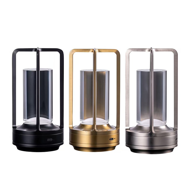 Stalo lempa su kryžiaus formos krištolo dizainu, įkraunama, prisilietimo valdymas, aplinkos šviesa, metalo laikiklis