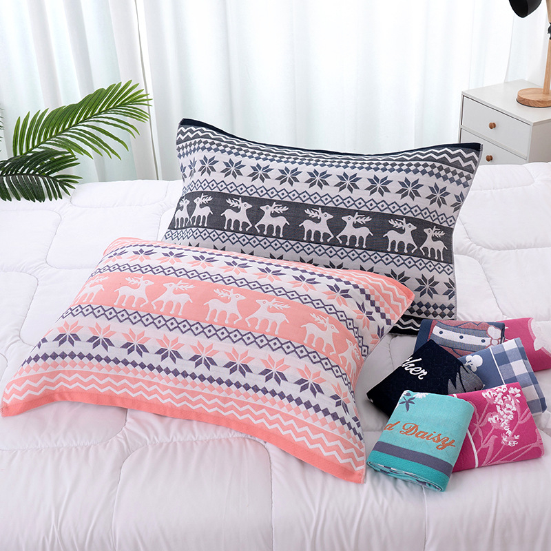 Четирислоен марлен възглавничен кърпич с джакардов принт | меко усещане | персонализирано отпечатване на лого | подходящ за всички