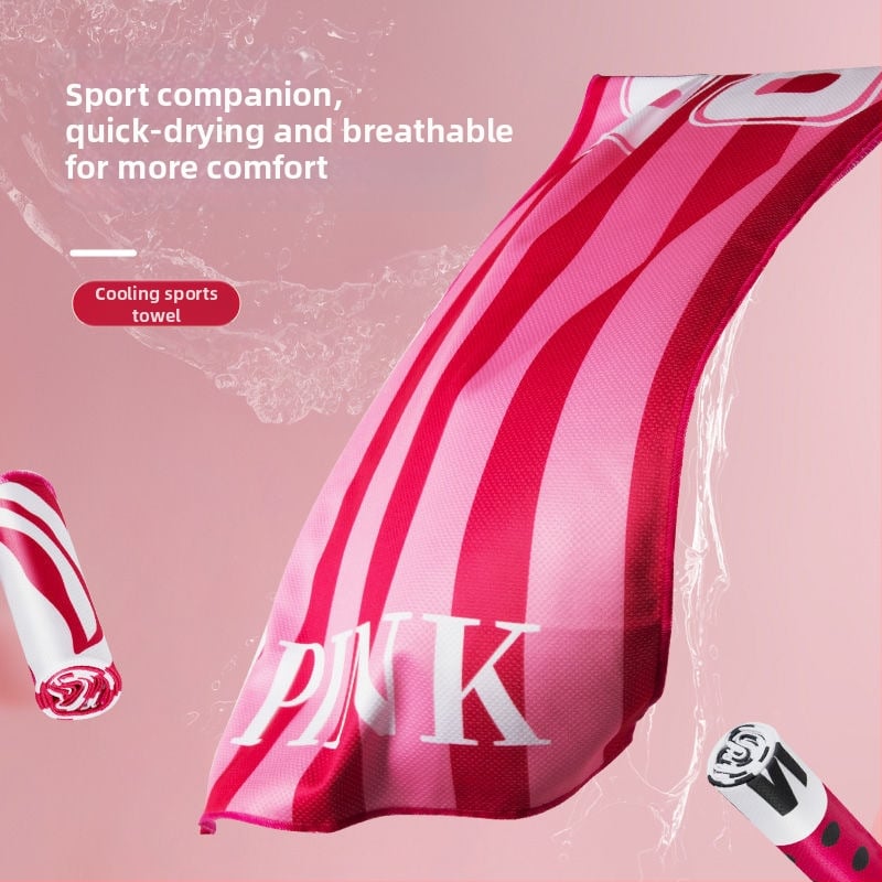 Poliészter sporttörölköző hűtő funkcióval, 45 g, nedvszívás 11–15 s, nyomtatott logó