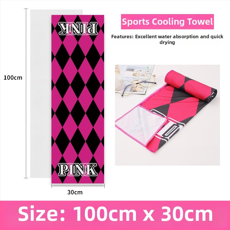 Poliészter sporttörölköző hűtő funkcióval, 45 g, nedvszívás 11–15 s, nyomtatott logó