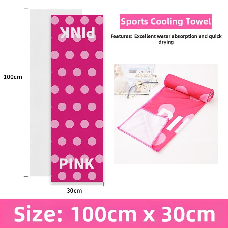 Poliészter sporttörölköző hűtő funkcióval, 45 g, nedvszívás 11–15 s, nyomtatott logó