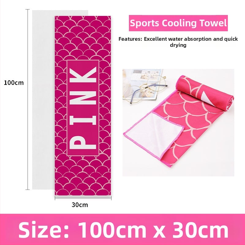 Poliészter sporttörölköző hűtő funkcióval, 45 g, nedvszívás 11–15 s, nyomtatott logó