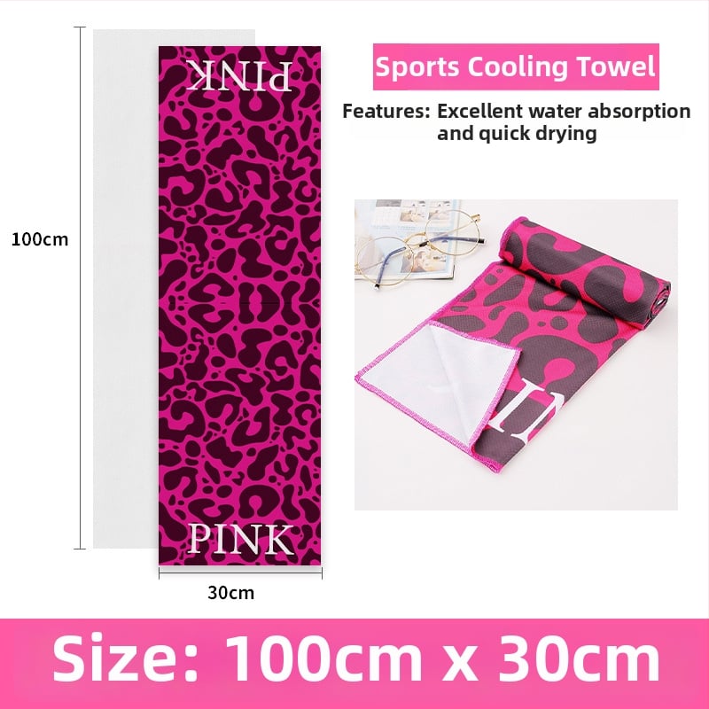 Poliészter sporttörölköző hűtő funkcióval, 45 g, nedvszívás 11–15 s, nyomtatott logó