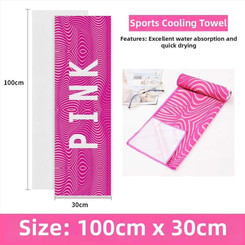 Poliészter sporttörölköző hűtő funkcióval, 45 g, nedvszívás 11–15 s, nyomtatott logó