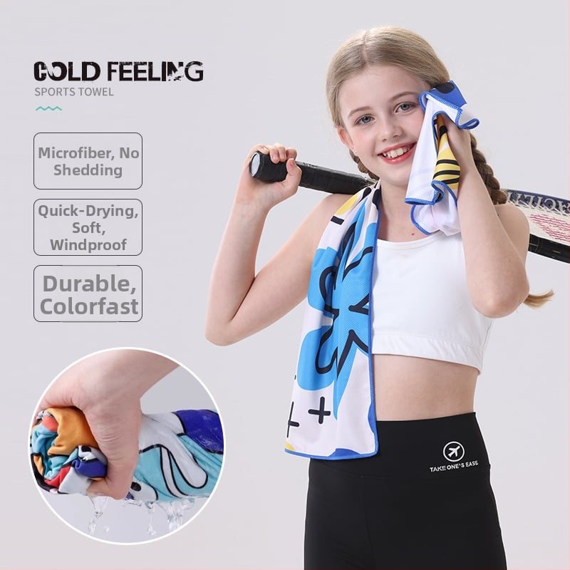Hűtő sporttörölköző gyorsan száradó izzadságfelszívó tulajdonságokkal, 80% poliészter + 20% poliamid, 155 g, kevert fonal, logónyomás elérhető