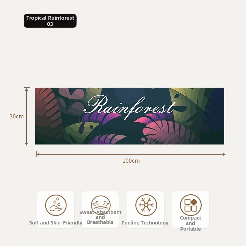 Hűtő sporttörölköző gyorsan száradó izzadságfelszívó tulajdonságokkal, 80% poliészter + 20% poliamid, 155 g, kevert fonal, logónyomás elérhető