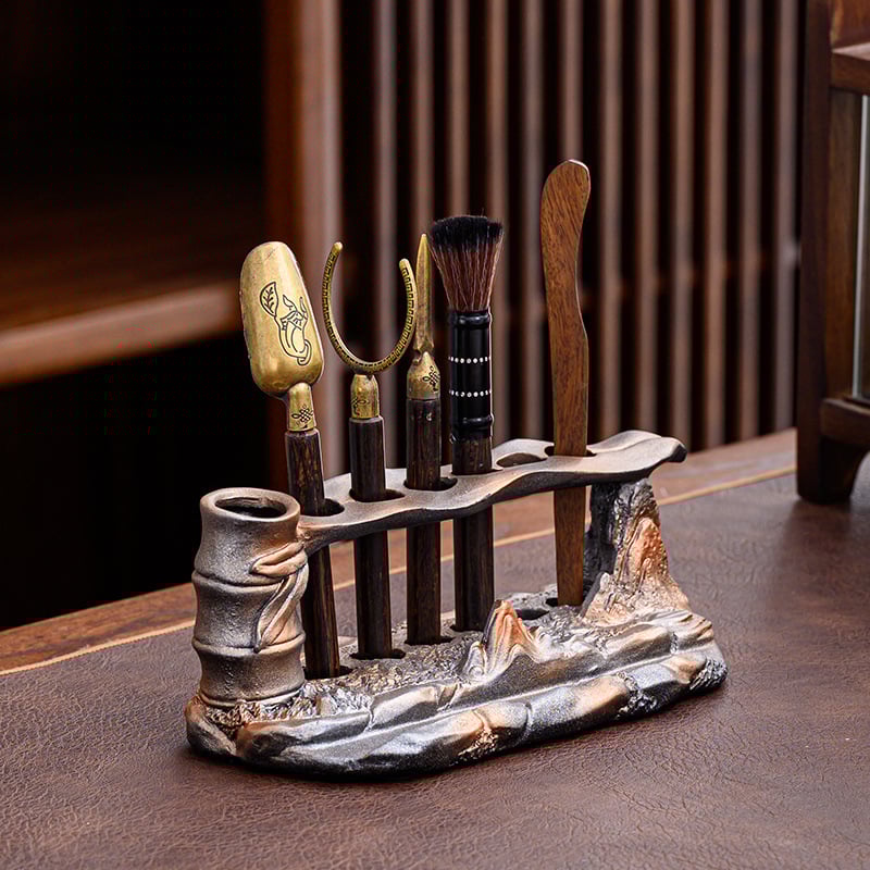Kuusosaline tee seremonii tööriistade komplekt (Materjal: resiin; Stiil: Uus Hiina stiil; Kvaliteet: esmaklassiline) (Lansseerimine: kevad 2024; Kaal: 1,2 kg)