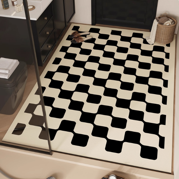 Fürdőszobai padlómatrac poliészterből, négyszög alakú, geometrikus és aranyos állatmintával, mosható, kínai stílus