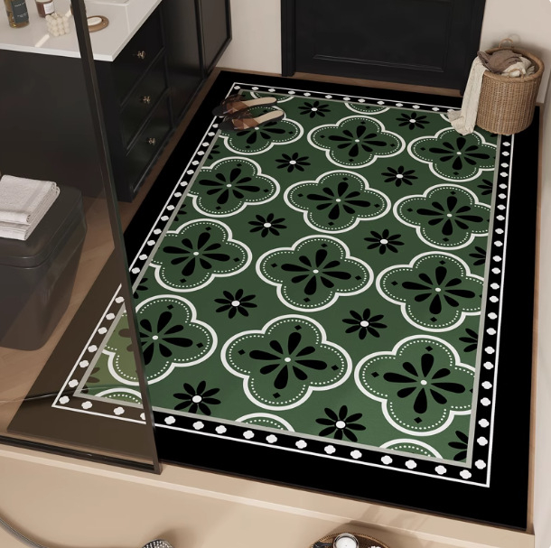 Fürdőszobai padlómatrac poliészterből, négyszög alakú, geometrikus és aranyos állatmintával, mosható, kínai stílus