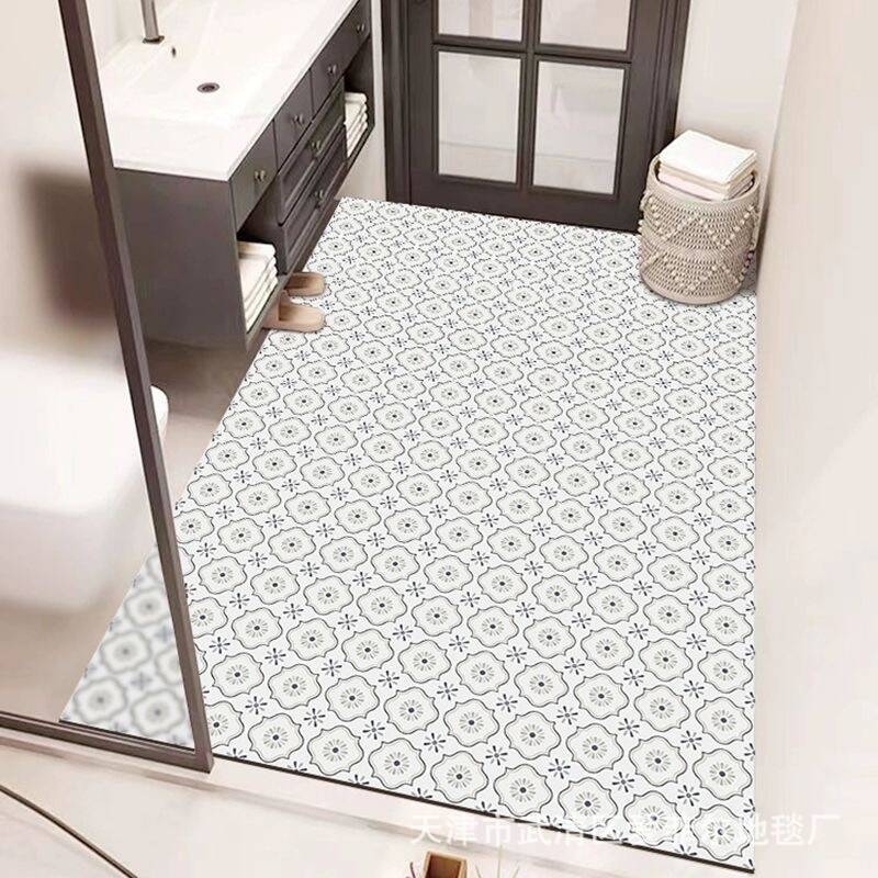 Fürdőszobai padlómatrac poliészterből, négyszög alakú, geometrikus és aranyos állatmintával, mosható, kínai stílus