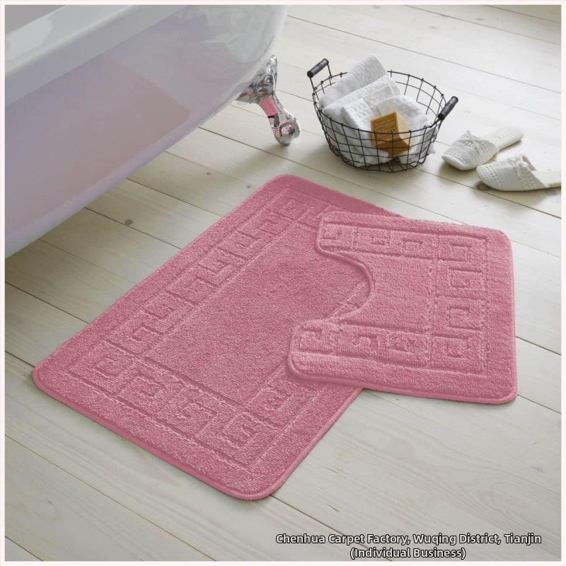 Flokking anyagú fürdőszobai szőnyeg, négyszögletes, egyszínű minta, géppel mosható, testreszabás elérhető
