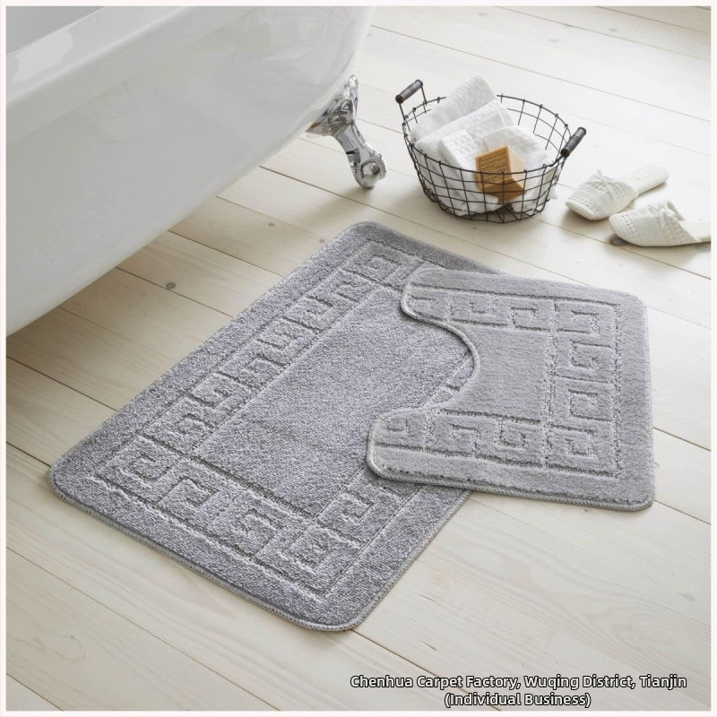 Flokking anyagú fürdőszobai szőnyeg, négyszögletes, egyszínű minta, géppel mosható, testreszabás elérhető
