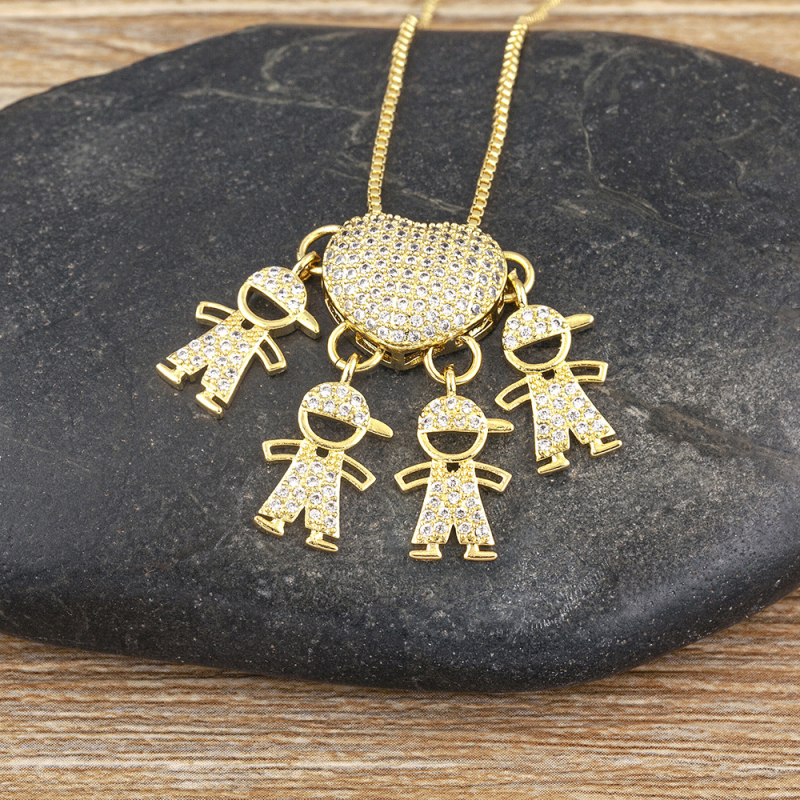 Gyermekek kollekciója medálos nyaklánc – réz alap 18K aranyozással és cirkóniával, elektroplakálás, többszintű dizájn, uniszex, állítható hossz, 15 g, márka Yuyou