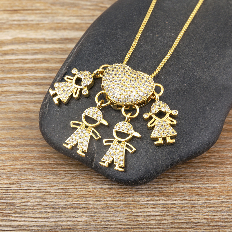 Gyermekek kollekciója medálos nyaklánc – réz alap 18K aranyozással és cirkóniával, elektroplakálás, többszintű dizájn, uniszex, állítható hossz, 15 g, márka Yuyou