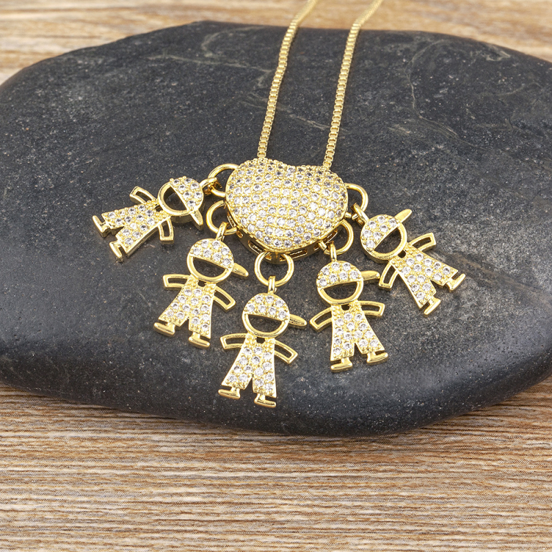 Gyermekek kollekciója medálos nyaklánc – réz alap 18K aranyozással és cirkóniával, elektroplakálás, többszintű dizájn, uniszex, állítható hossz, 15 g, márka Yuyou