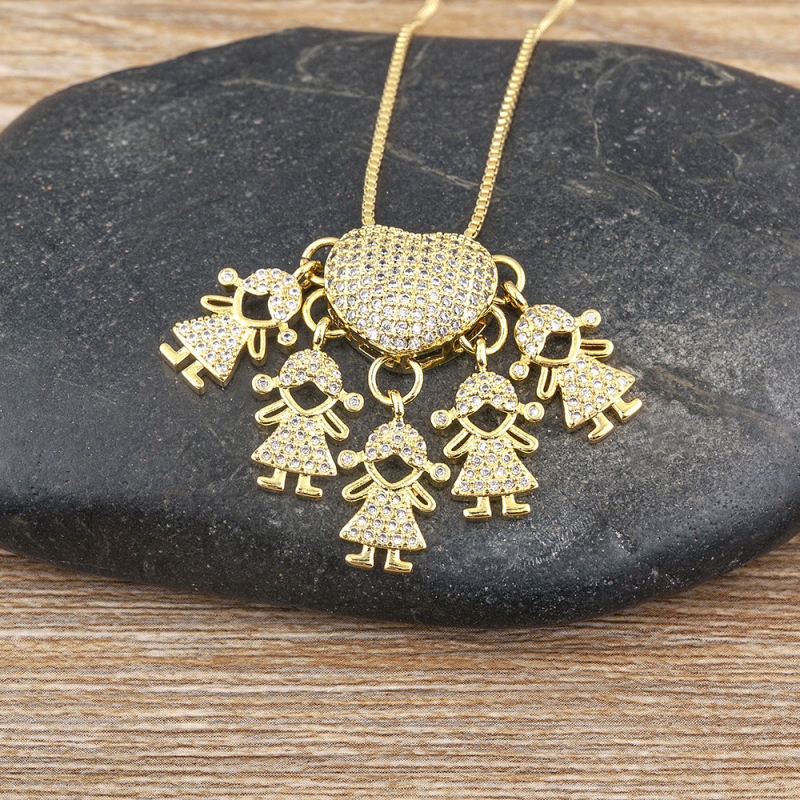 Gyermekek kollekciója medálos nyaklánc – réz alap 18K aranyozással és cirkóniával, elektroplakálás, többszintű dizájn, uniszex, állítható hossz, 15 g, márka Yuyou