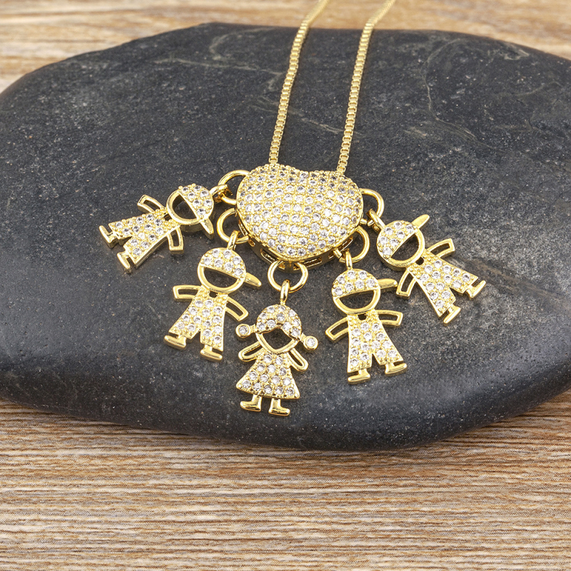 Gyermekek kollekciója medálos nyaklánc – réz alap 18K aranyozással és cirkóniával, elektroplakálás, többszintű dizájn, uniszex, állítható hossz, 15 g, márka Yuyou