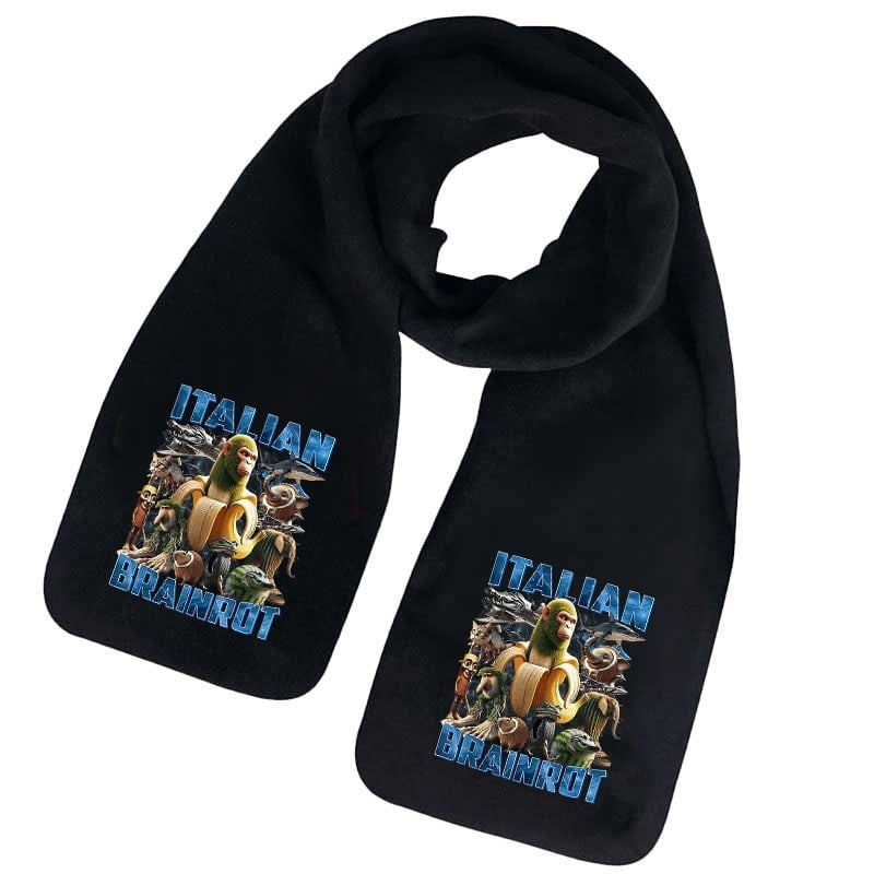 Šalikas iš fliso, karikatūrų raštas, žiemos šiluma, spausdintas dizainas