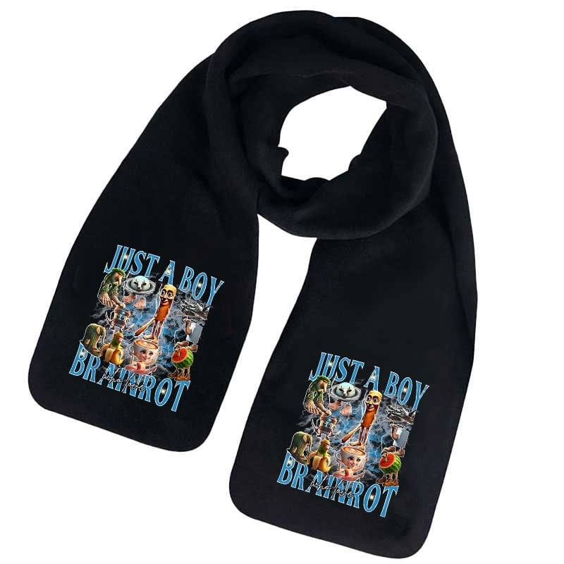 Šalikas iš fliso, karikatūrų raštas, žiemos šiluma, spausdintas dizainas