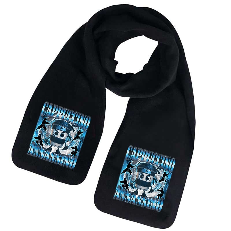 Šalikas iš fliso, karikatūrų raštas, žiemos šiluma, spausdintas dizainas