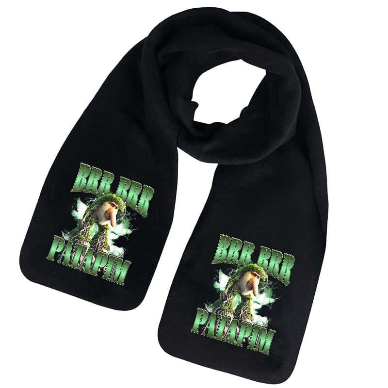 Šalikas iš fliso, karikatūrų raštas, žiemos šiluma, spausdintas dizainas