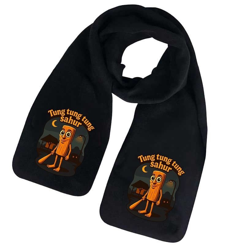 Šalikas iš fliso, karikatūrų raštas, žiemos šiluma, spausdintas dizainas