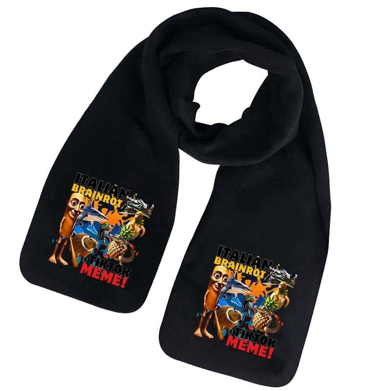 Šalikas iš fliso, karikatūrų raštas, žiemos šiluma, spausdintas dizainas