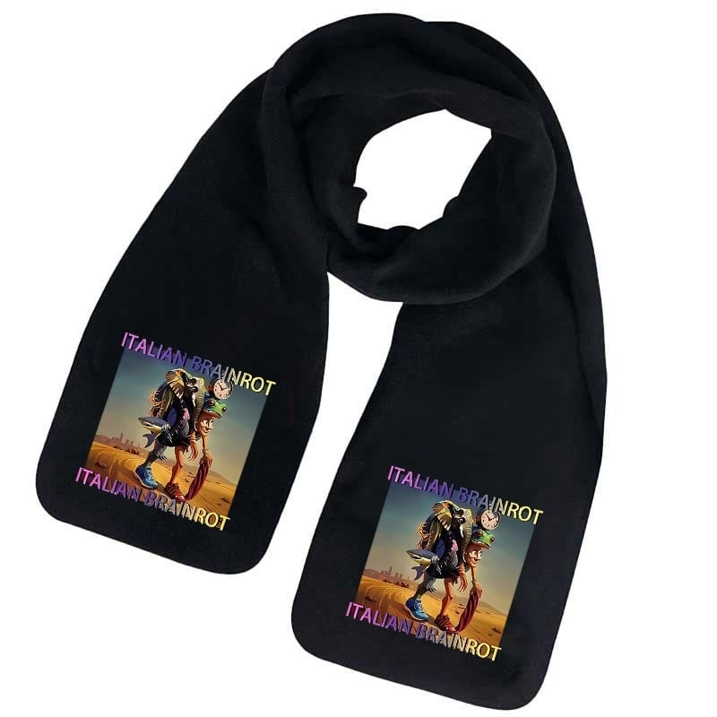 Šalikas iš fliso, karikatūrų raštas, žiemos šiluma, spausdintas dizainas