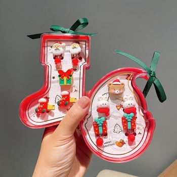 Juvelierizstrādājumu komplekts: regulējams gredzens un karikatūras Ziemassvētku vecītis auskari — Ziemassvētku dāvana bērniem