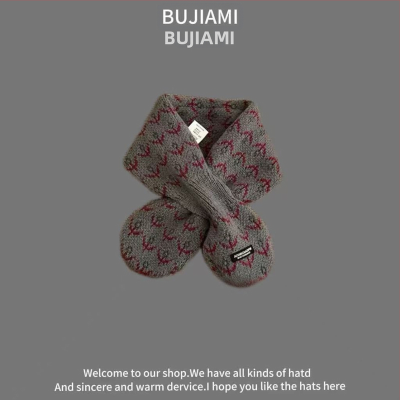 Šál z vlny, pletený warp-knit, unisex, zimný, vzor farebná mriežka, tie-dye povrch — Bajia Rice