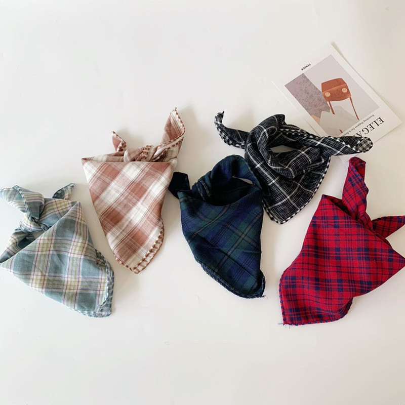 Bērnu kvadrātveida dvielis, kokvilna, režģa raksts, vienkāršs audums, dekoratīvs