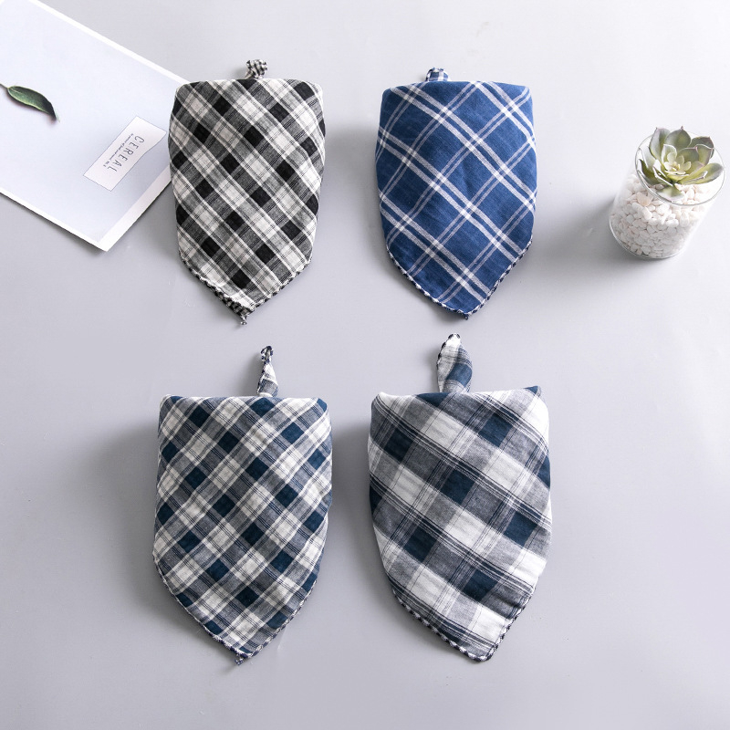 Bērnu kvadrātveida dvielis, kokvilna, režģa raksts, vienkāršs audums, dekoratīvs