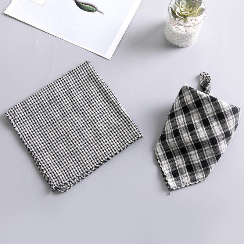 Bērnu kvadrātveida dvielis, kokvilna, režģa raksts, vienkāršs audums, dekoratīvs