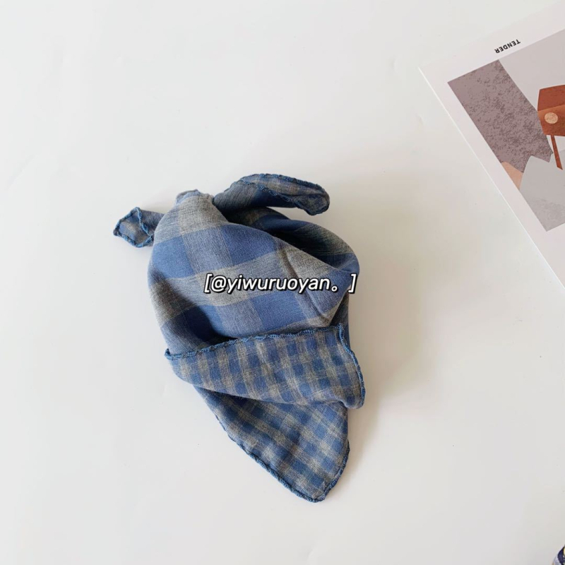 Bērnu kvadrātveida dvielis, kokvilna, režģa raksts, vienkāršs audums, dekoratīvs