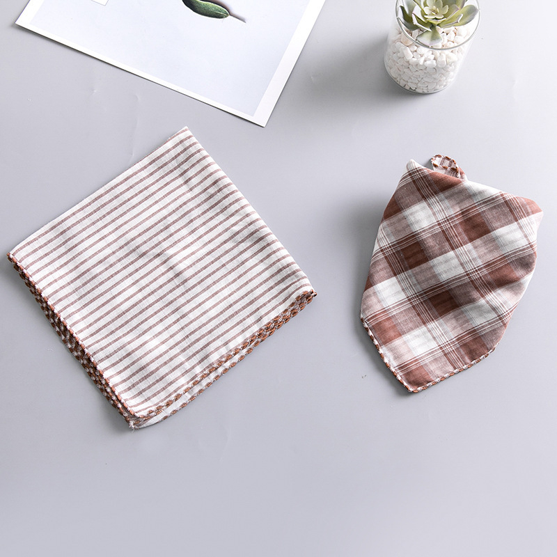 Bērnu kvadrātveida dvielis, kokvilna, režģa raksts, vienkāršs audums, dekoratīvs