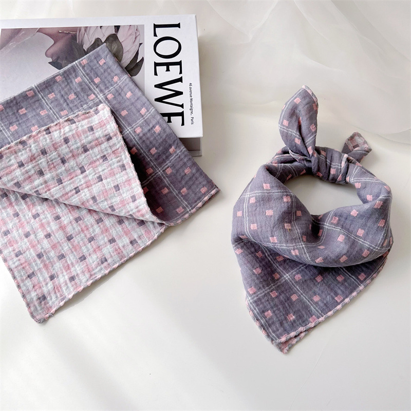 Bērnu kvadrātveida dvielis, kokvilna, režģa raksts, vienkāršs audums, dekoratīvs