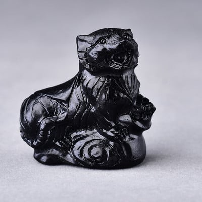 Dabas obsīdiana zodiālais dzīvnieku skulptūra, dzīvnieka forma, skaidrība VVS