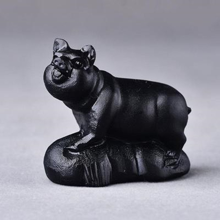 Dabas obsīdiana zodiālais dzīvnieku skulptūra, dzīvnieka forma, skaidrība VVS